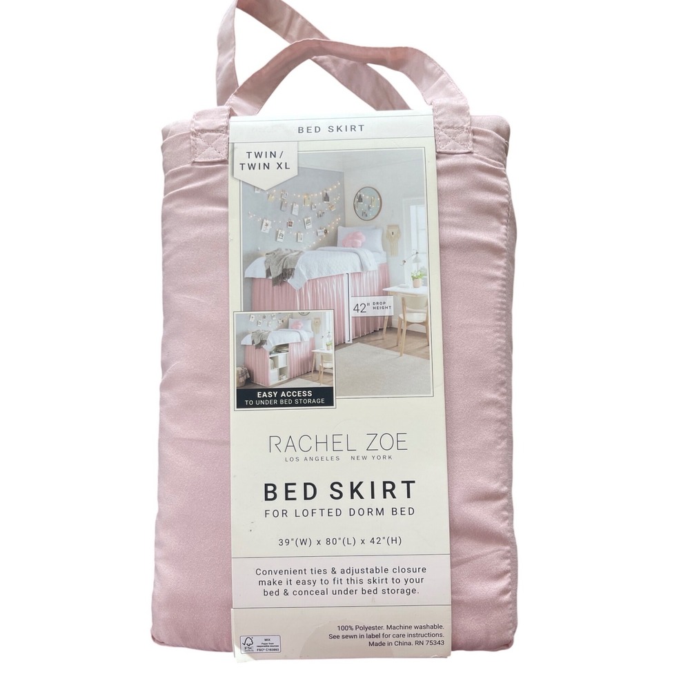 Rachel Zoe Pink Lofted Dorm Bed Skirt Twin Twin XL 42 Inch Drop Height New
